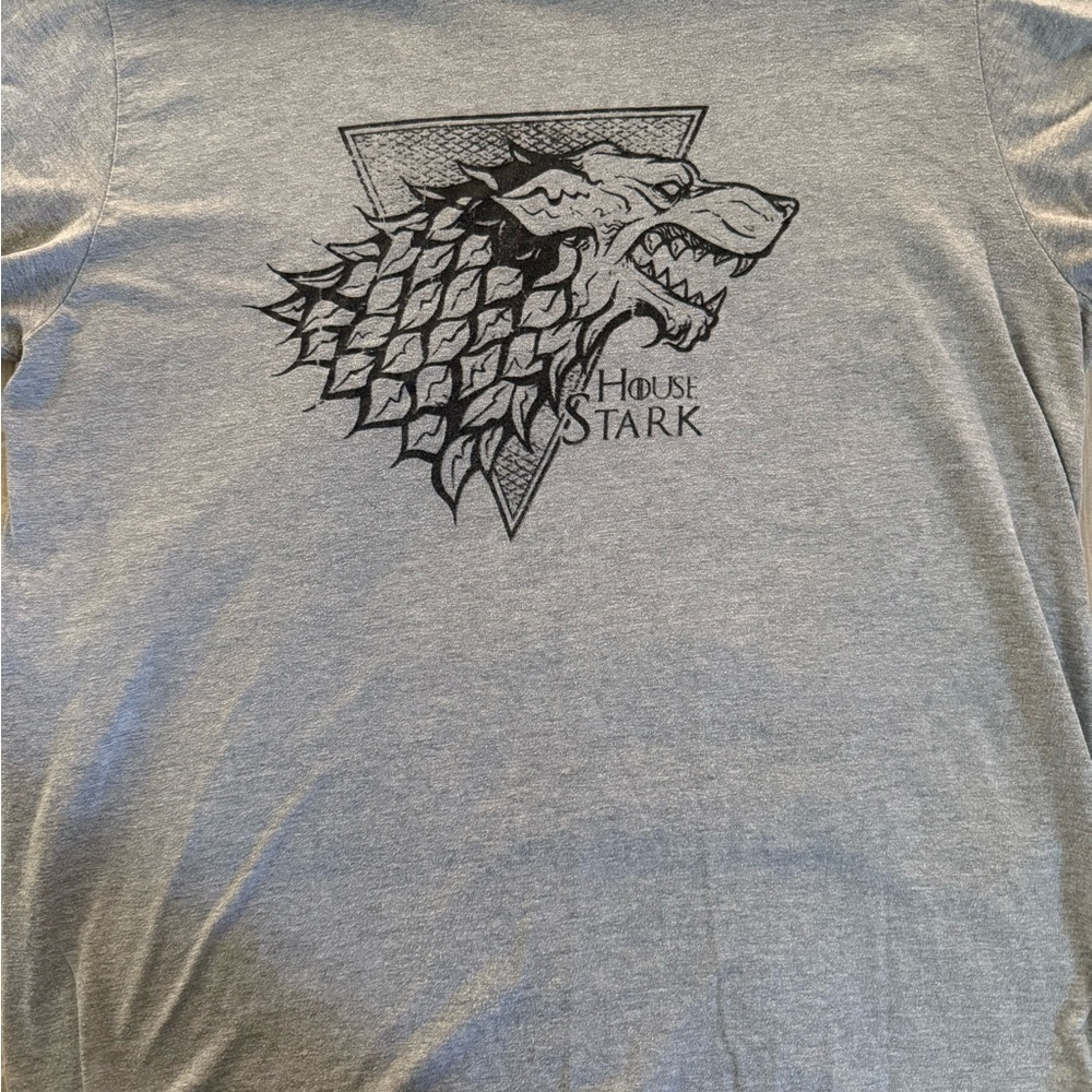 Gray Short Sleeve Tee with Direwolf Design